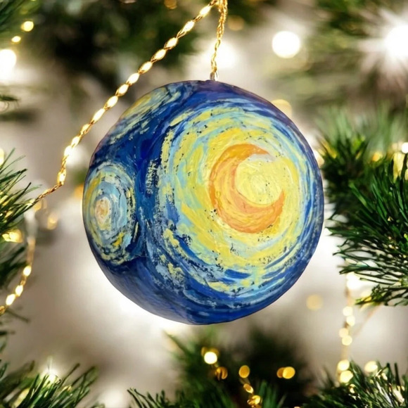 Hand Painted Starry Night Glass Ornament, NWT, made be me - Picture 7 of 8